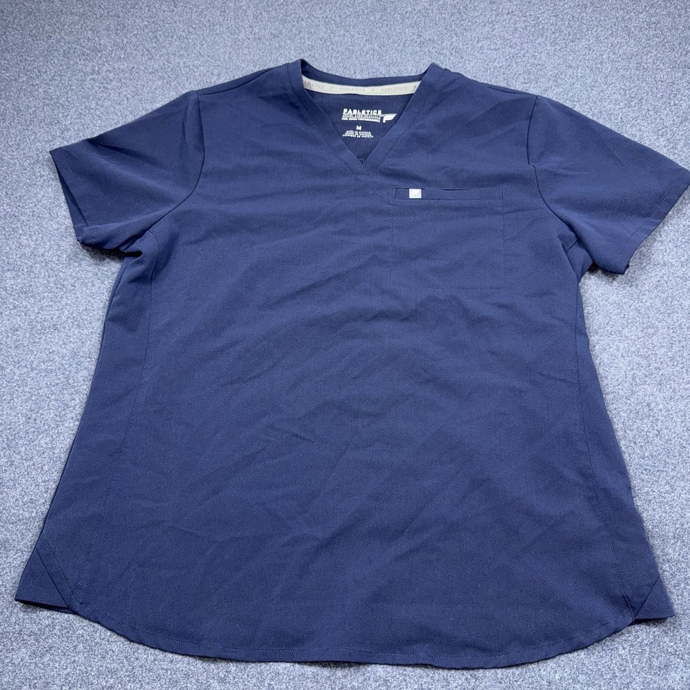 Fabletics Women's Medical Scrub Top V-Neck Short Sleeve Solid Navy Size M